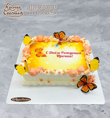 Торт «Фототорт со сладостями и бабочками»