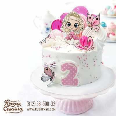 Торт «Маленькая принцесса и бабочки»