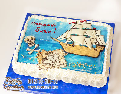 Торт «Пиратский корабль (объемная картина)»