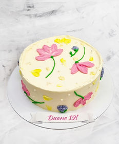 Праздничный торт «Цветочный рисунок»