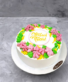 Праздничный торт «Цветочный венок из безе и крема на Пасху»