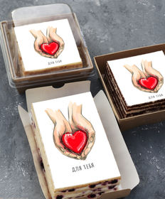 Торт-открытка «Для тебя сердце в руках»
