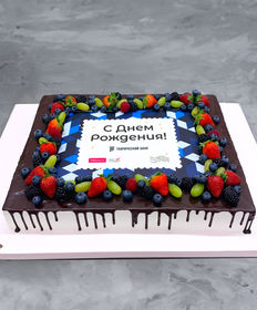 Корпоративный торт «Фототорт с ягодно-шоколадной рамкой большой»