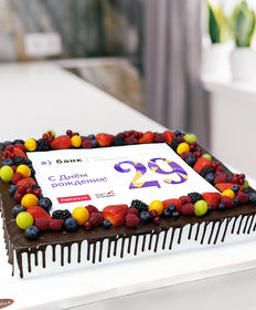Корпоративный торт «Фототорт с ягодно-шоколадной рамкой»