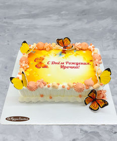 Детский торт «Фототорт со сладостями и бабочками»
