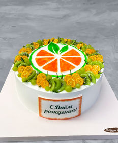 Корпоративный торт «Корпоративный с ягодной рамкой в фирменных цветах»