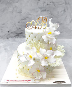 Свадебный торт «Орхидеи на жемчужную свадьбу»