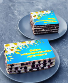 Торт-открытка «Ромашки и пожелания торт-открытка»