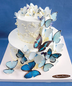 Свадебный торт «Вихрь бабочек два яруса»