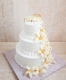 Свадебный торт «Золотые цветы три яруса»